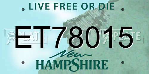ET78015 New Hampshire License Plate