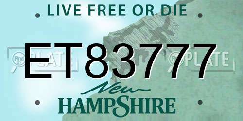 ET83777 New Hampshire License Plate