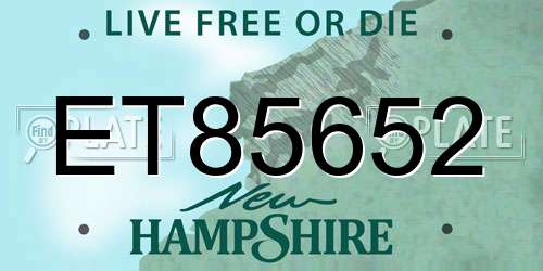ET85652 New Hampshire License Plate