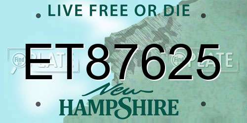 ET87625 New Hampshire License Plate