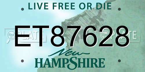 ET87628 New Hampshire License Plate