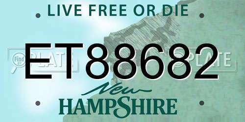 ET88682 New Hampshire License Plate