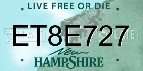 ET8E727 New Hampshire License Plate