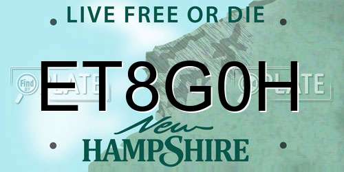 ET8G0H New Hampshire License Plate