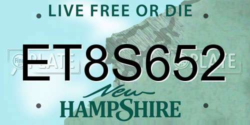 ET8S652 New Hampshire License Plate