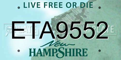 ETA9552 New Hampshire License Plate