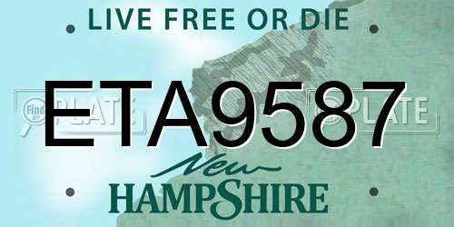 ETA9587 New Hampshire License Plate
