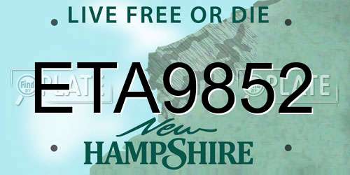 ETA9852 New Hampshire License Plate