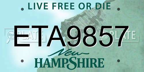 ETA9857 New Hampshire License Plate