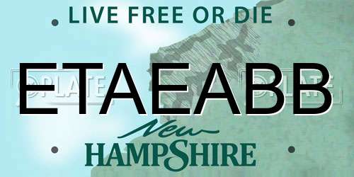 ETAEABB New Hampshire License Plate