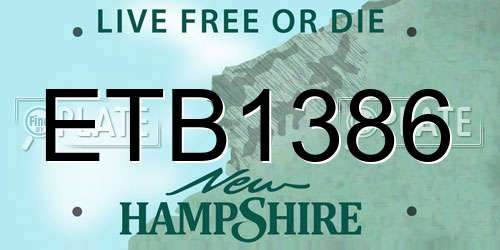 ETB1386 New Hampshire License Plate