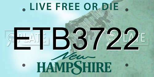 ETB3722 New Hampshire License Plate