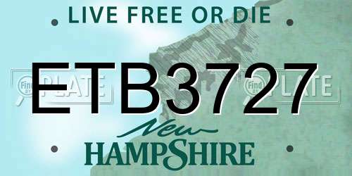 ETB3727 New Hampshire License Plate