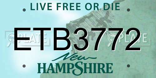 ETB3772 New Hampshire License Plate