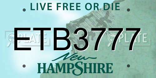 ETB3777 New Hampshire License Plate