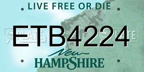 ETB4224 New Hampshire License Plate