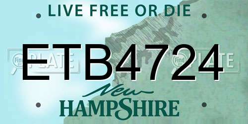 ETB4724 New Hampshire License Plate