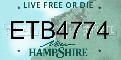 ETB4774 New Hampshire License Plate