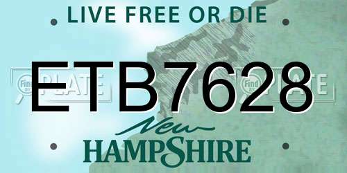 ETB7628 New Hampshire License Plate
