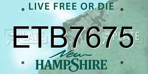 ETB7675 New Hampshire License Plate
