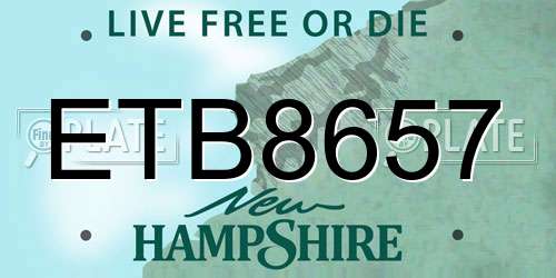 ETB8657 New Hampshire License Plate