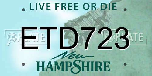 ETD723 New Hampshire License Plate