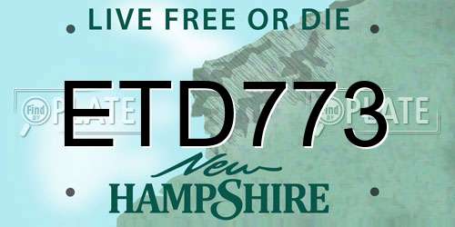ETD773 New Hampshire License Plate