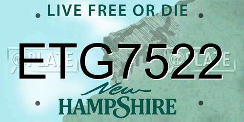 ETG7522 New Hampshire License Plate