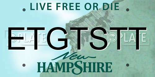 ETGTSTT New Hampshire License Plate