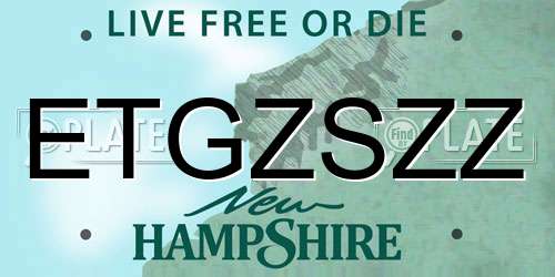 ETGZSZZ New Hampshire License Plate