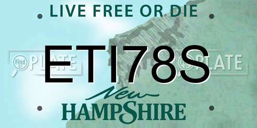 ETI78S New Hampshire License Plate