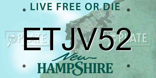 ETJV52 New Hampshire License Plate