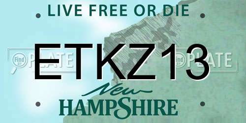 ETKZ13 New Hampshire License Plate