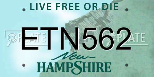 ETN562 New Hampshire License Plate