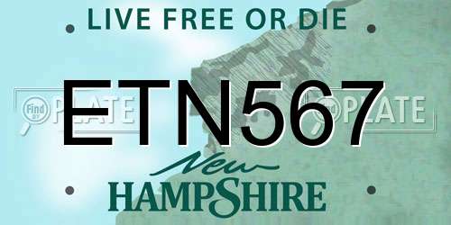 ETN567 New Hampshire License Plate