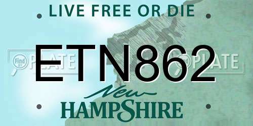 ETN862 New Hampshire License Plate