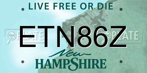 ETN86Z New Hampshire License Plate