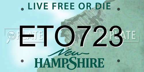 ETO723 New Hampshire License Plate