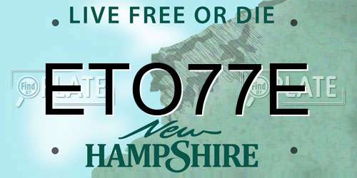 ETO77E New Hampshire License Plate