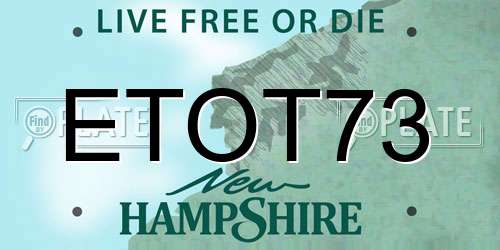 ETOT73 New Hampshire License Plate