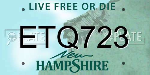 ETQ723 New Hampshire License Plate