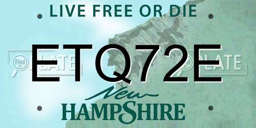 ETQ72E New Hampshire License Plate