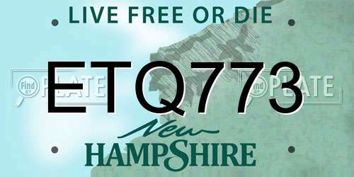 ETQ773 New Hampshire License Plate