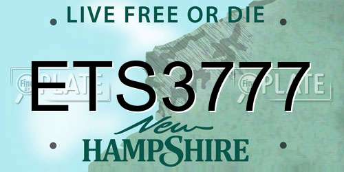 ETS3777 New Hampshire License Plate