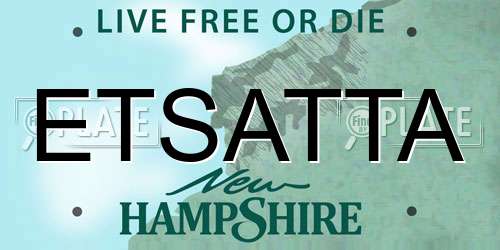 ETSATTA New Hampshire License Plate