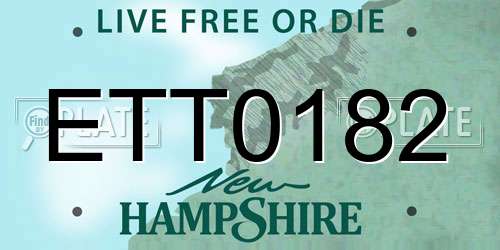 ETT0182 New Hampshire License Plate