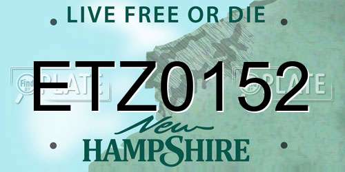 ETZ0152 New Hampshire License Plate