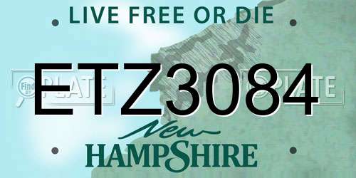 ETZ3084 New Hampshire License Plate