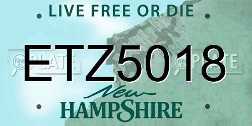 ETZ5018 New Hampshire License Plate