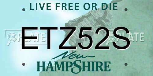 ETZ52S New Hampshire License Plate